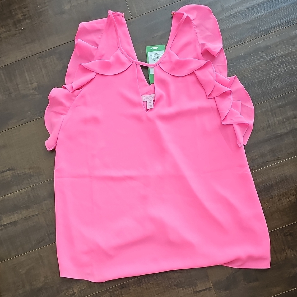Lily Pulizer-Pink Ruffle Sleeve Women's Top
